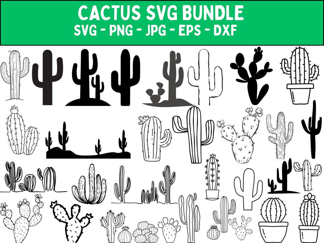 Cactus SVG Bundle: Succulent Cut Files for Cricut, Silhouette (digital ...
