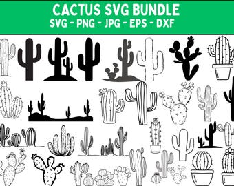Cactus SVG Bundle Cactus Flower SVG File Succulent Png for Shirts Cacti Cut Files Clipart Cricut Silhouette Svg Png Dxf Eps Jpg Ai Pdf