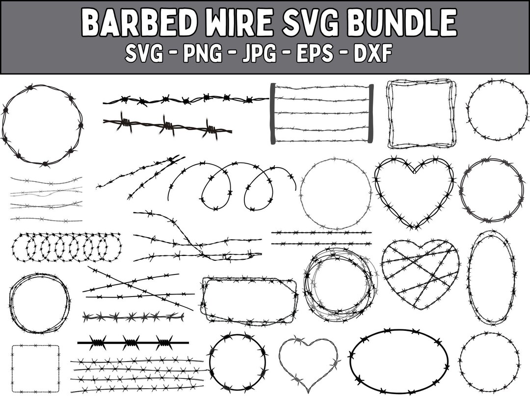 Barbed Wire SVG Bundle: Silhouette Cut Files (digital Download) - Etsy
