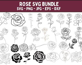 Rose SVG Bundle: Floral Cut Files for Cricut (Digital Download)
