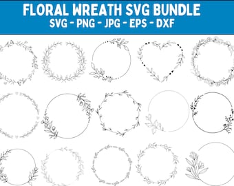 Floral Wreath SVG Bundle: Botanical Circle Frame Designs (Digital Download)
