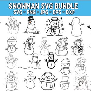 Snowman SVG Bundle: Christmas Clipart, Cut Files (Digital Download)