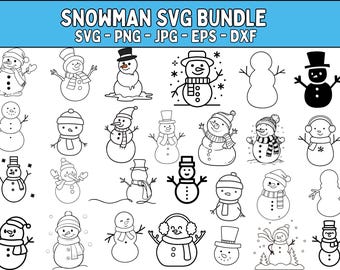Snowman SVG Bundle: Christmas Clipart, Cut Files (Digital Download)