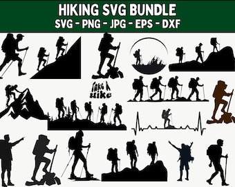 Hiking SVG Bundle: Adventure Clipart, Cut Files (Digital Download)