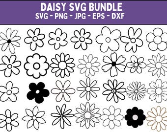 Pacote Daisy SVG: Arquivos de corte de flores para Cricut (download digital)