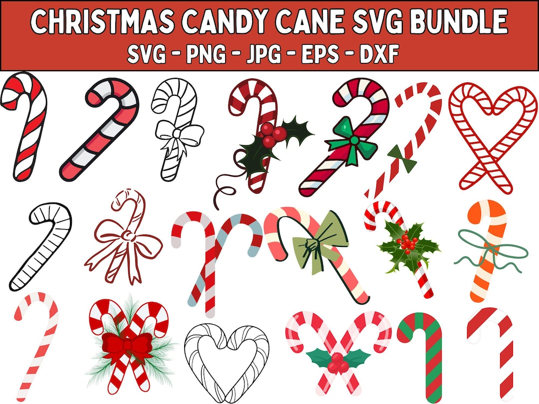 Christmas Candy Cane SVG Bundle: Holiday Clipart (digital Download) - Etsy