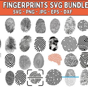 Fingerprint SVG Bundle, Fingerprint PNG, Thumbprint Clipart, Biometric Svg, Fingerprint Svg Cut File For Cricut, Fingerprint Silhouette