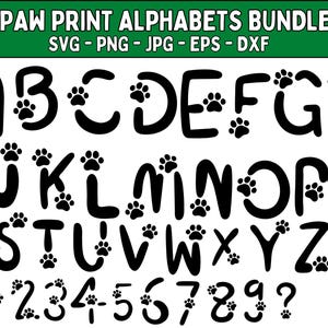 Paw Print Alphabet SVG: Animal Font, Numbers, Letters (Digital Download)