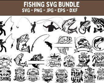 Fishing SVG Bundle: Fisherman Silhouette Cut Files (Digital Download)