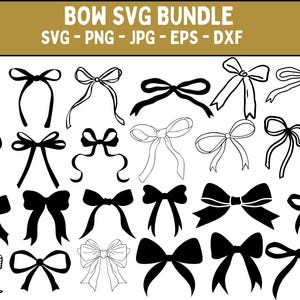 Ribbon Bow Svg Bundle, Ribbon Svg, Bow Svg, Hair Bow Svg, Bow Tie Svg, Bow Clipart, Bow Silhouette, Coquette Bow Svg, Png, Instant Download