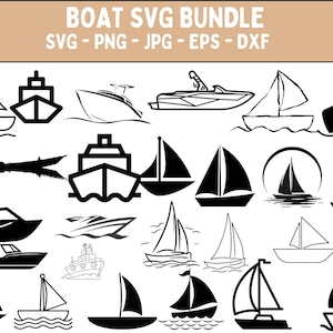 Boat SVG Bundle, Sail Boat Svg, Ship Svg, Speedboat Svg, Cruise Ship Svg, Boat PNG Bundle, Boat Clipart, Boat SVG Cut Files for Cricut