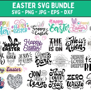 Happy Easter SVG Bundle: Bunny, Egg, Spring Quotes (Digital Cut Files)