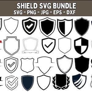 Shield SVG Bundle: Badges Clipart, Cut Files for Cricut (Digital Download)