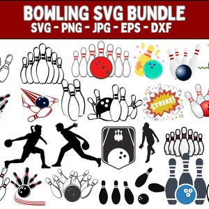 Bowling SVG Bundle: Clipart, Cut Files, Silhouette (Digital Download)