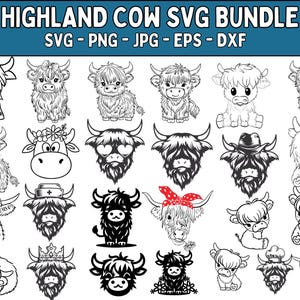 Süße Highland Kuh SVG Bundle, Baby Kuh PNG, Floral Kuh Clipart, Bauernhof Tier Schnittdateien für Cricut, Silhouette, rustikale Kuh Kunst, Vinyl Aufkleber