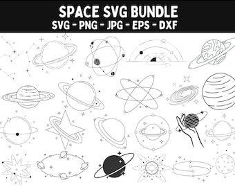 Space SVG Bundle: Planets, Astronaut, Rocket Clipart (Digital Download)