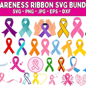 Awareness Ribbon Svg, Ribbon Vector, Cancer Awareness Ribbon Png, Pink Cancer Ribbon Svg, Breast Cancer Svg, Awareness Ribbon Svg Bundle