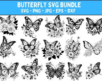 Floral Butterfly SVG Bundle: Cricut & Silhouette Cutting Files