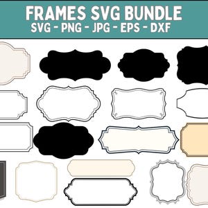 FRAMES SVG Label Frame CRICUT Vintage Label Clipart Wedding Card Svg Files Borders Silhouette Retro Sticker Digital Svg Png Dxf Eps Jpg