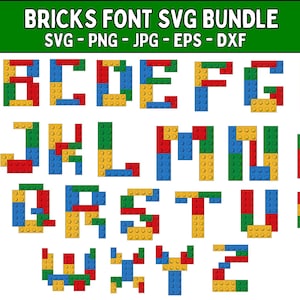 Bundle Bricks Font LEG Puzzle Font 5 Full Colors Set Brick Font Brick Svg Letters for Cricut SVG Toys Leg Font Svg Png Eps Birthday Font