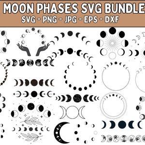 Moon Phase SVG Bundle: Lunar Crescent Clip Art (Digital Download)