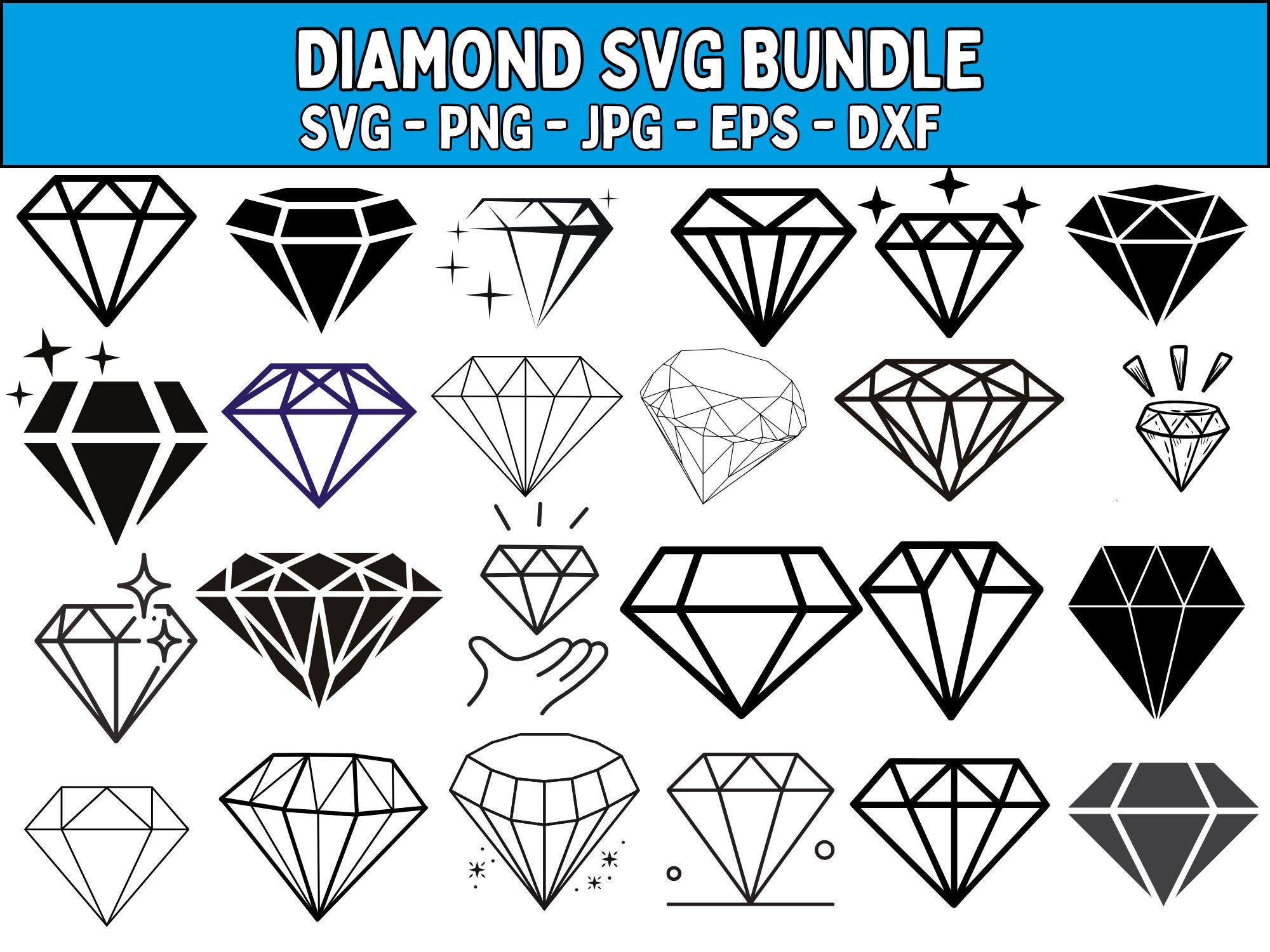 Word Diamond Svg Diamond SVG Bundle: Clipart, PNG, and Cut Files for Cricut - Etsy