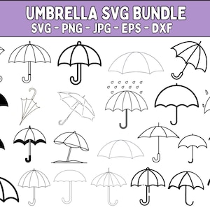 Umbrella Svg, Umbrella Bundle Svg, Umbrella Clipart, Umbrella Silhouette, Umbrella Rain Svg, Umbrella Cricut, Umbrella Cut File, Vector, Png