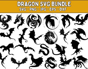 Dragon SVG-bundel: Chinese draak, clipart, tattoo-ontwerpen (digitale download)