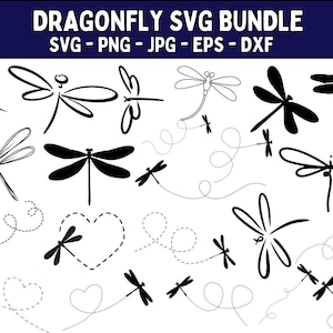 Dragonfly SVG Bundle, Dragonfly PNG Bundle, Dragonfly Clipart, Dragonfly Silhouette, Dragonfly SVG Cut Files for Cricut, Insect svg