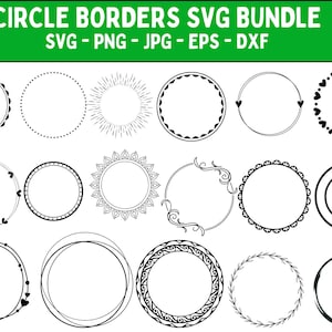 Kreis SVG Rahmen: Doodle & Doppelrahmen Clipart (Digitaler Download)