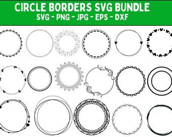 Circle Frame SVG Bundle: Doodle & Double Border Clipart (Digital Download)