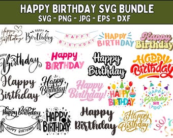 Happy Birthday SVG Bundle: Colorful Birthday Designs (Digital Download