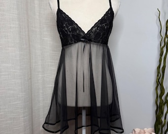 Lingerie Victoria's Secret - Teddie Gown Noir Transparent - Taille M - Occasion Très Bon état