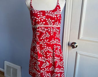 Vintage 90s No Boundaries Red Sundress Tropical Flower Summer Size Medium