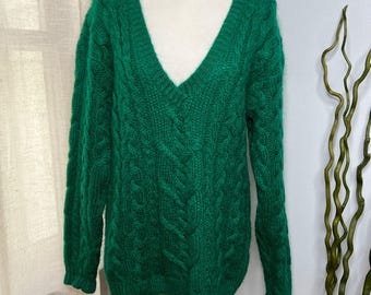 Vintage Northern Isles Moahir Blend Sweater Emerald Green Women's Size Medium
