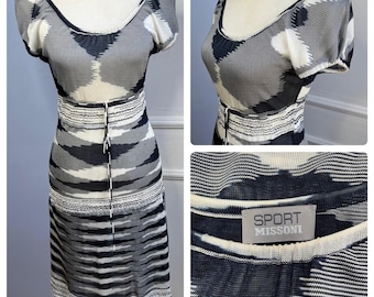 Vintage Y2K Missoni Sport Sheer Knit Dress Geometric Women's Size EU/IT 40 US 6