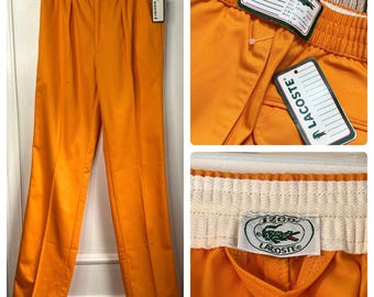 NWT 70s Vintage Izod Lacoste Pants Preppy Bright Orange Men's Size Medium 30x36