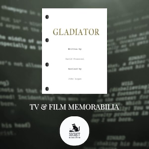 GLADIATOR Full Screenplay, Movie Script, Screenplay, Film Script, Memorabilia, Gift, Movie Gift
