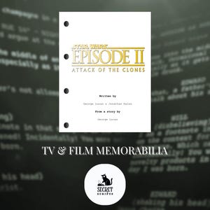 STAR WARS Episode II. Attack of the Clones Full Screenplay, Movie Script, Screenplay, Film Script, Memorabilia, Gift, Movie Gift