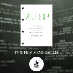 ALIEN 3 Full Screenplay, Movie Script, Screenplay, Film Script, Memorabilia, Gift, Movie Gift