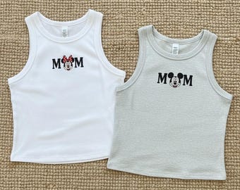 Disney Minnie Mickey Family Tank Top, Embroidered Mom Aunt Uncle Grammy Grandpa Trip Outfit, Disneyworld Y2K, WDW Trip