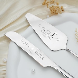 Custom Wedding Cake Knife Gift Set,Personalized Cake Knife And Server Set,Sweet Beginnings Cake Server Set,Wedding Ceremony Silverware