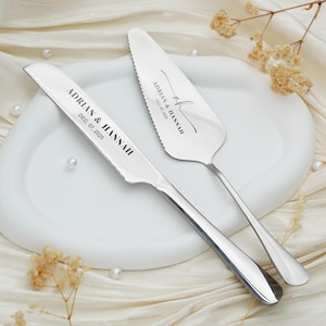 Personalised Wedding Cake Server Sets, Wedding Favours, Elegant Wedding Reception Gift Wedding Ceremony  Silverware,Bride And Groom Gift