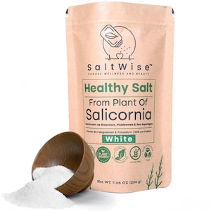 SaltWise, Salicornia White Salt, Low Sodium, Salt Substitute, Plant Based Mineral Salt, Kosher, 100% Natural, No Additives