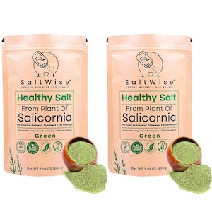 SaltWise, Green Salicornia Salt, Low Sodium Salt, Plant Based Salt Substitute, Mineral Salt, 100% Natural,  7.05 Ounce (Pack of 2)