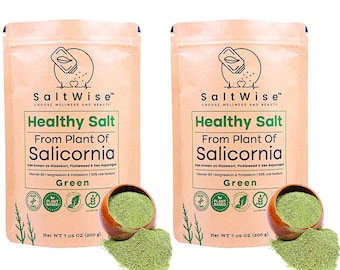 Sal de Salicornia Verde, Sustituto de Sal Vegetal Bajo en Sodio, 7.05 oz (Paquete de 2)