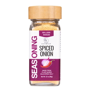 SaltWise Low Sodium Spiced Onion Salt Seasoning – Made with Plant-Based Salicornia Salt | No MSG, Non GMO | 3.2 oz (90g)