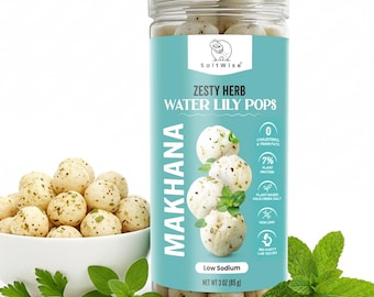 SaltWise Zesty Herb Water Lily Pops (Makhana) – Olive Oil Roasted, Vegan, Non-GMO