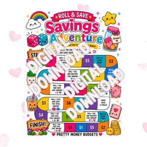 Savings Adventure Challenge Printable | Roll & Save Challenge | Cash Stuffing Game | Budgeting Essentials | Digital Download