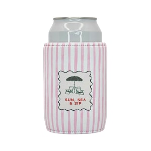 Endless Summer Can Cooler | Pink Stripe Neoprene Stubby Holder for 330ml Cans | Summer Drink Sleeve for Outdoor Sips | Gift for Her